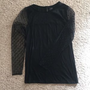 LOFT black shirt with sheer sleeve